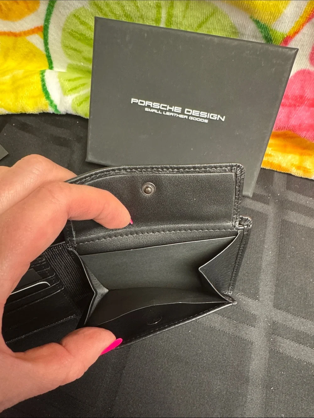 Porsche Design Bifold Black Pebble Leather Wallet